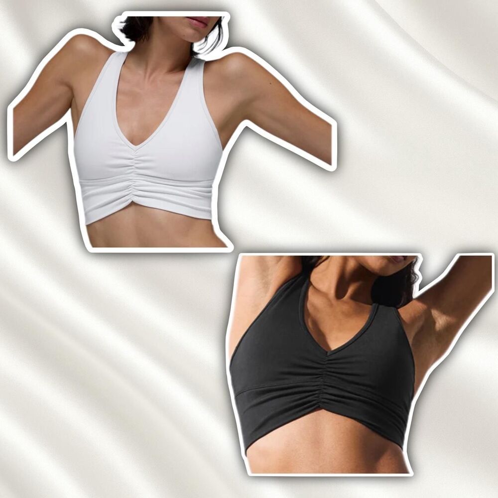 Alo-yoga Women's White and Black Crop-top SET